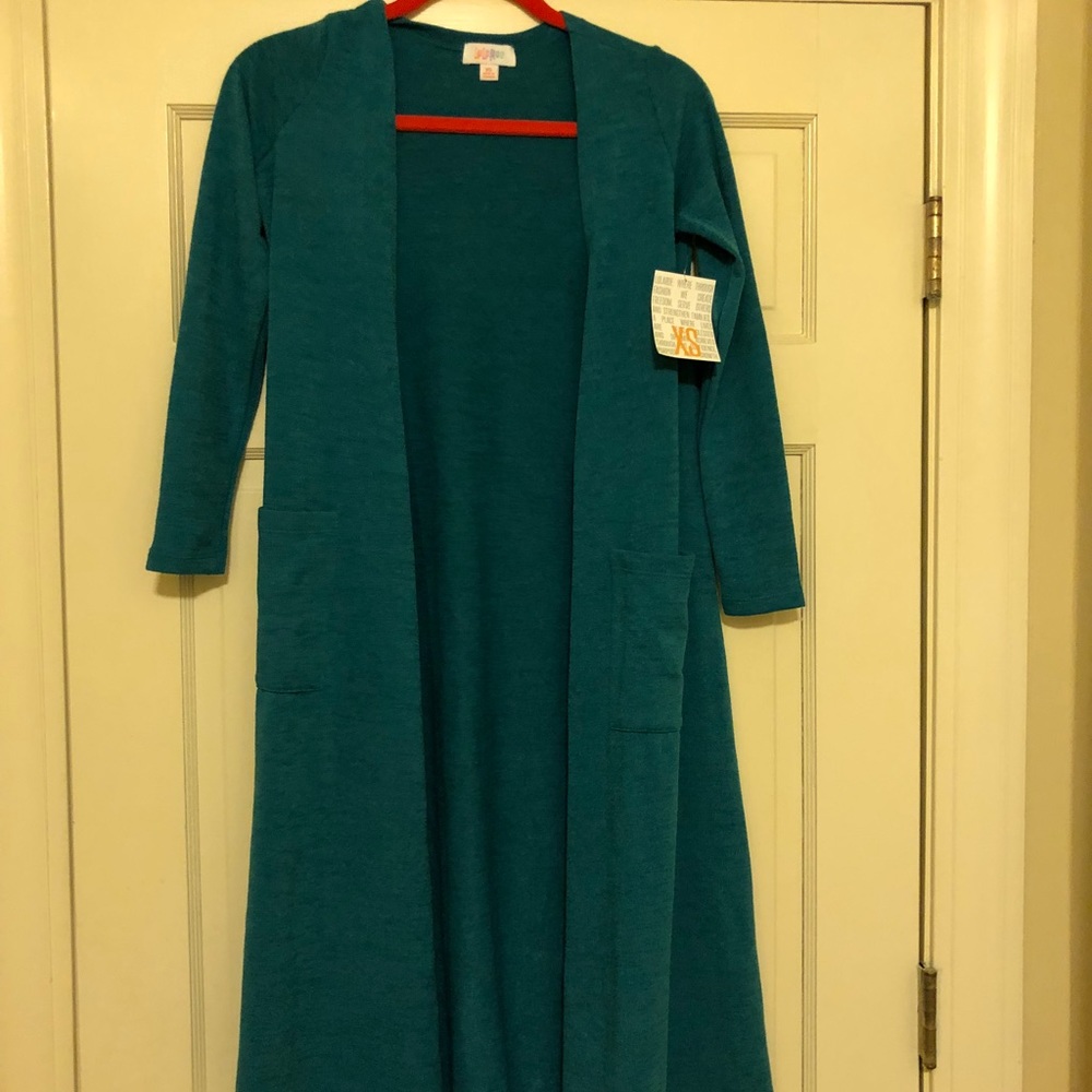 Nwt LulaRoe turquoise teal xs Sarah cardigan